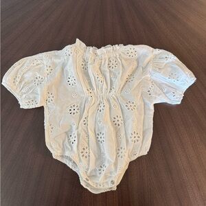 White Eyelet Baby Romper, Sam and Louloute, 3-6 months